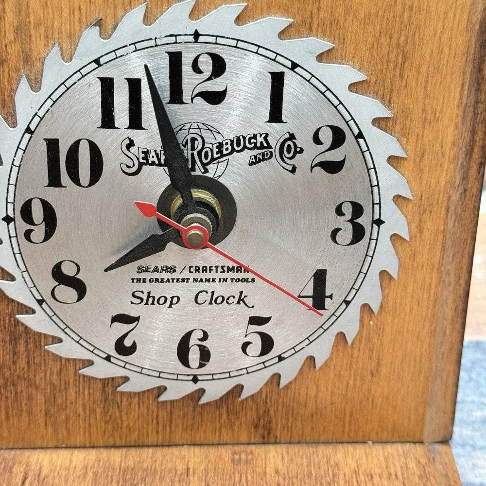 Craftsman Shop Clock Sears Roebuck Saw Blade Metal Wood MCM Vintage Tested